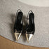 Two Tone Pointy Toe Sling kitten Heels